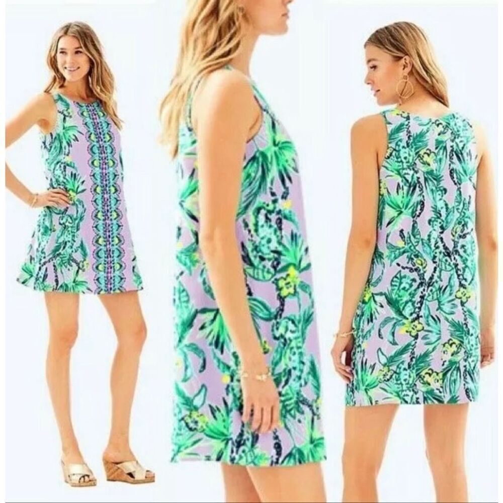 Lilly Pulitzer purple mosaic Jackie shift dress size small It’s Impawsible